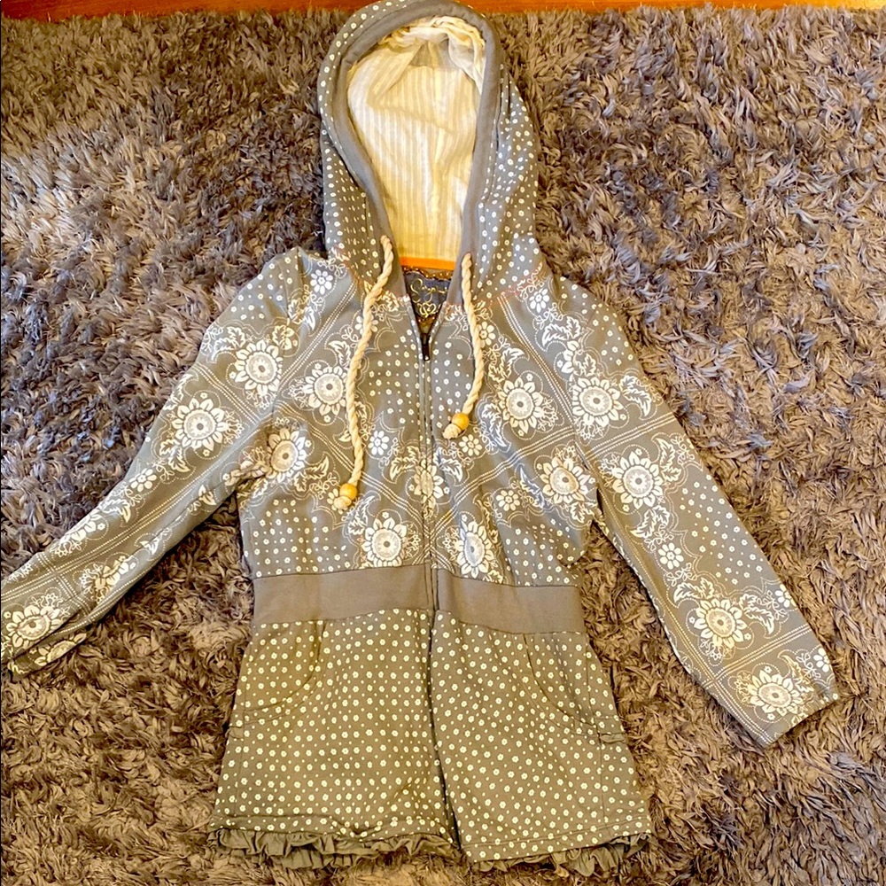 Never worn Womens Gray Floral Hoodie Jacket